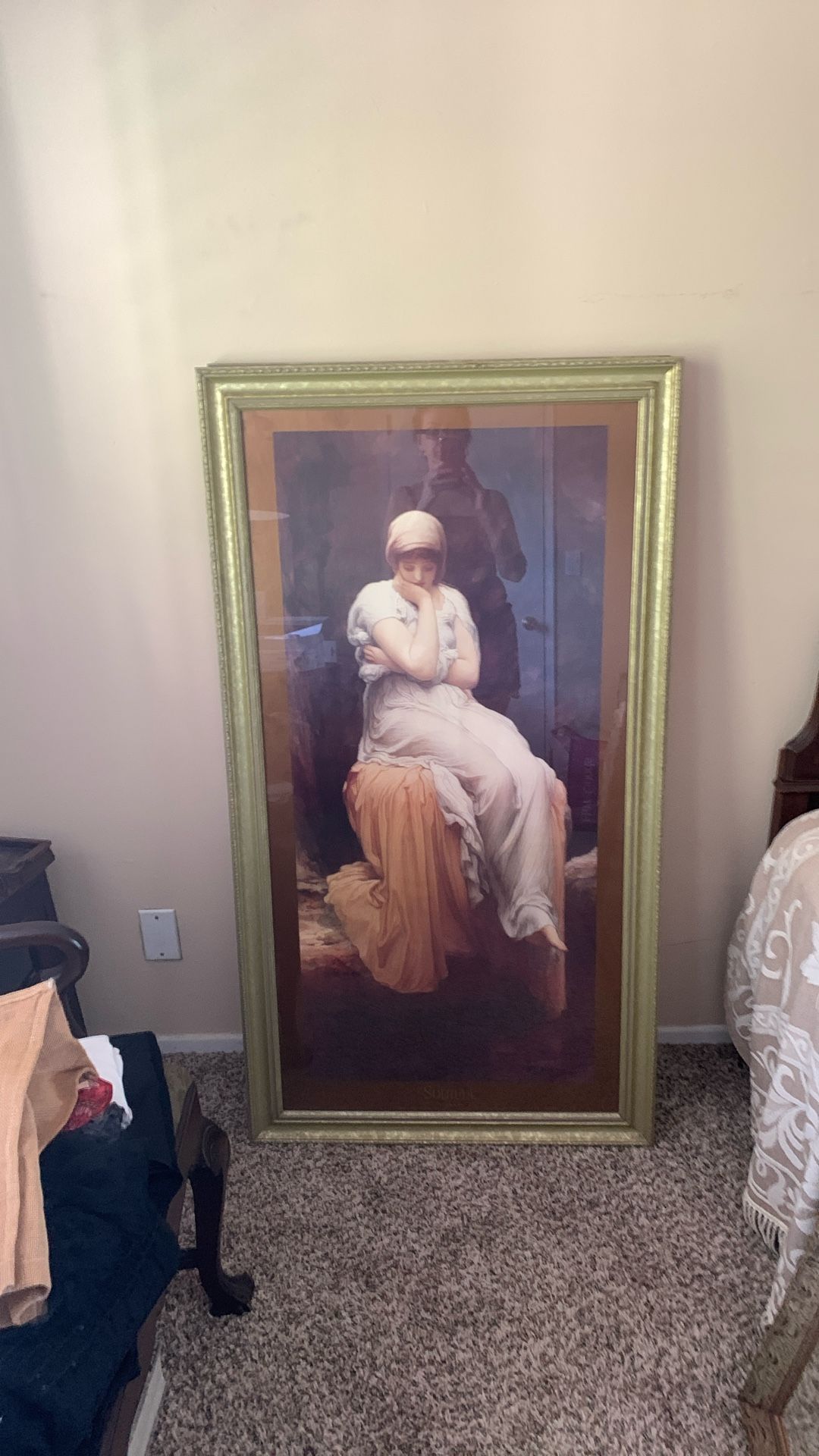 Lord Frederic Leighton “Solitude” Print In Wooden Frame