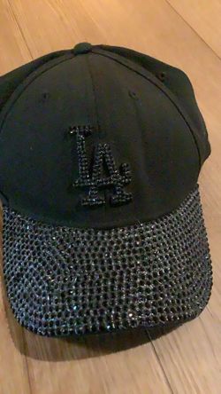Los Angeles LA Dodgers Blackout Hat L XL New Era Bling Rhinestones Cap Fitted