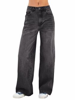 EMMIOL Women's Wide Leg Jeans - Black, Medium