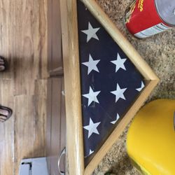 Triangle Wood And USA Flag  Military 