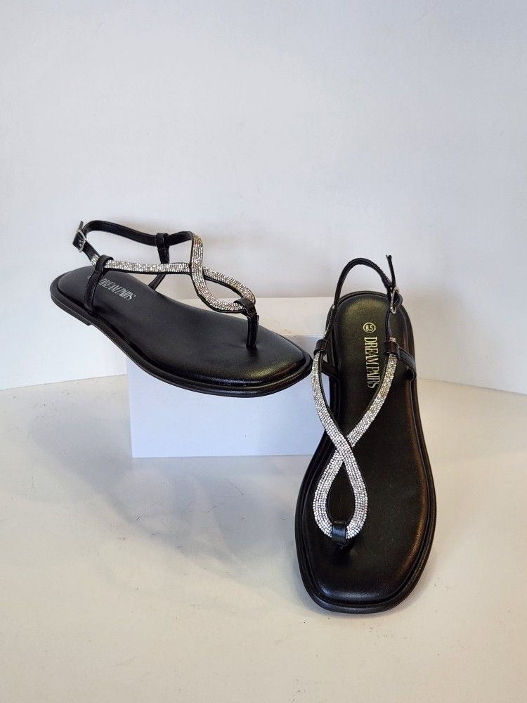 Flat Thong Sandals Figure 8 Rhinestones , Dream Pairs 8.5 New