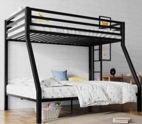 Bunk Bed Twin Over Full Size with Ladder and Guardrail,Black
Heavy Duty,Metal Slats Support,No Box Spring Needed,Small Space Saving Furniture for Bedr
