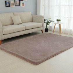 Dusty Rose 5x7 Modern Soft Luxury Chinchilla Feel Faux Fur Area Rug
