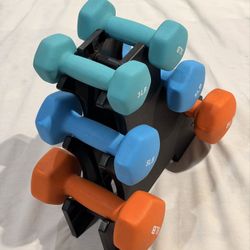 BalanceFrom Dumbbell Set with Stand (3lbs, 5lbs, 8lbs set)
