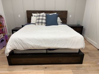Wooden Bedroom Set - Frame, Nightstand and Dresser