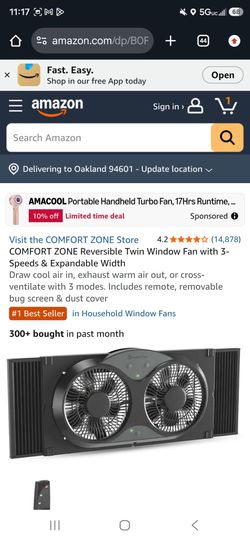 OBO!  Comfort Zone Reversible Twin Window Fan