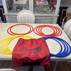 AGILITY SPEED RINGS FOR SOCCER FOOTBALL BASEBALL BASKETBALL LACROSSE PLUS 2 BONUS RED RINGS AND CARRY BAG