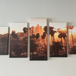 5-Panel Skyline Sunset Canvas Wall Art