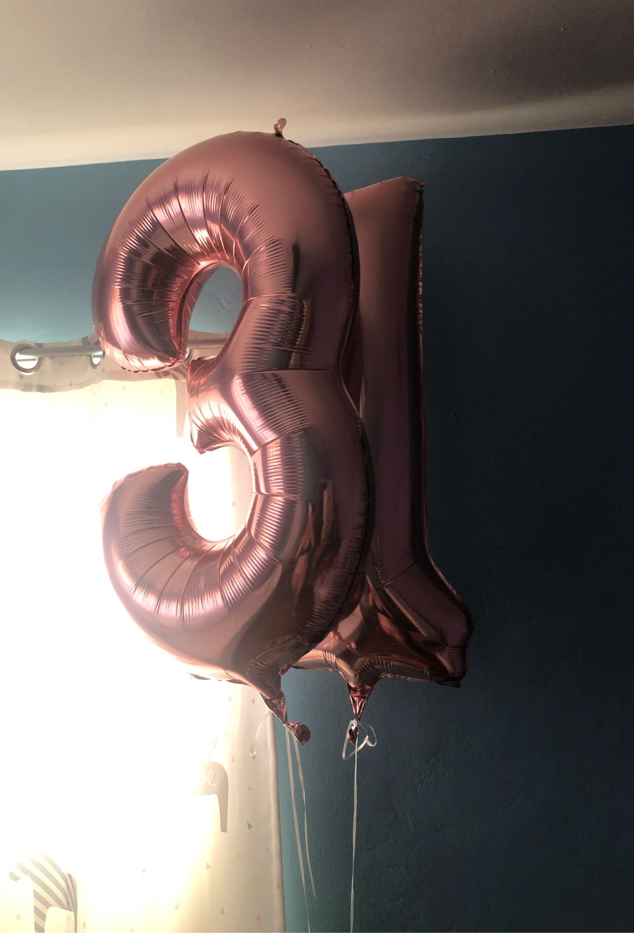 3 - 1 rose gold balloons