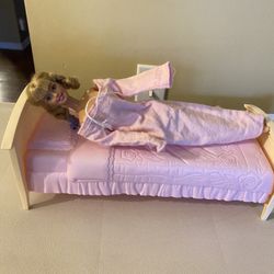 Barbie Doll, Bed, And Pj. Pj Missing Strings In One Sleeve