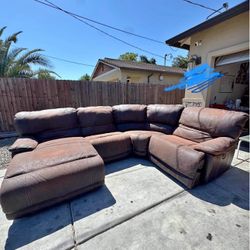 Brown Recliner Sectional Couch
