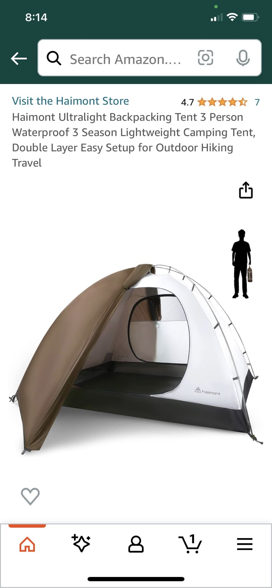 Haimont Ultralight Backpacking Tent 3 Person Waterproof 3 Season Lightweight Camping Tent, Double Layer Easy Setup for Outdoor Hiking Travel