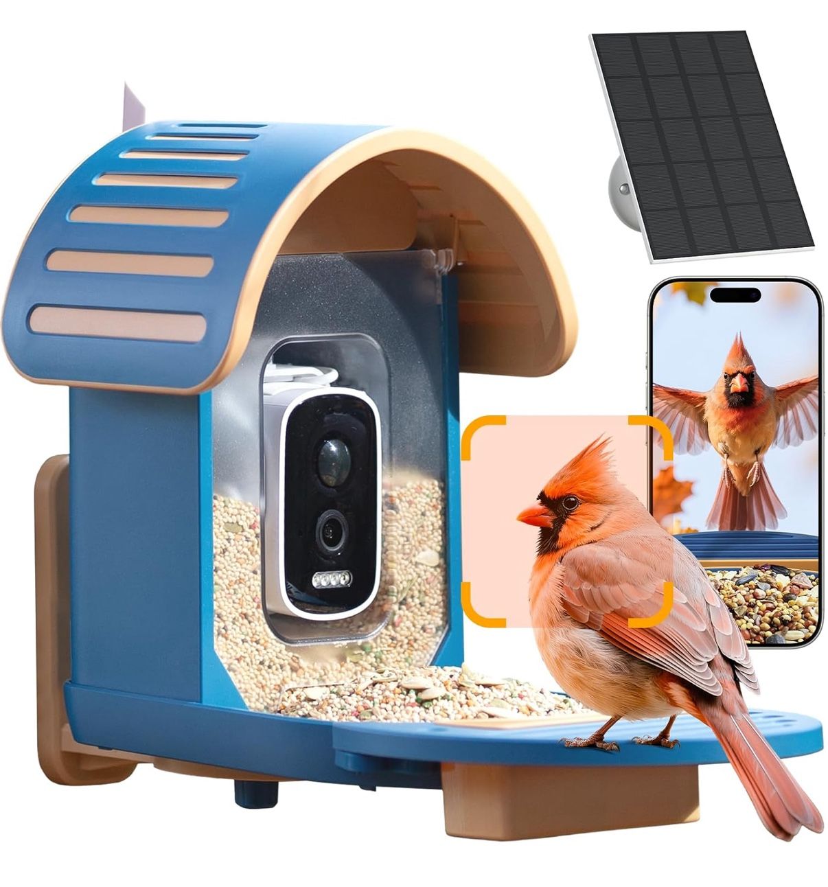 Smart Bird Feeder with Camera, 2.5K UHD Bird Feeder Camera Solar Powerd, Sensitive AI Identification, Instant Alerts Capture Video, IP66 Waterproof fo