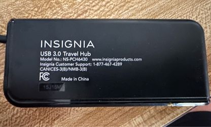 Insignia 4-Port USB 3.0 Travel Hub (Model: NS-PCH6430)