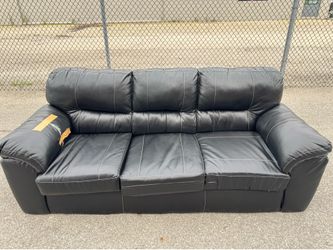 Affordable Black Faux-Leather Sofa - Comfortable & Spacious