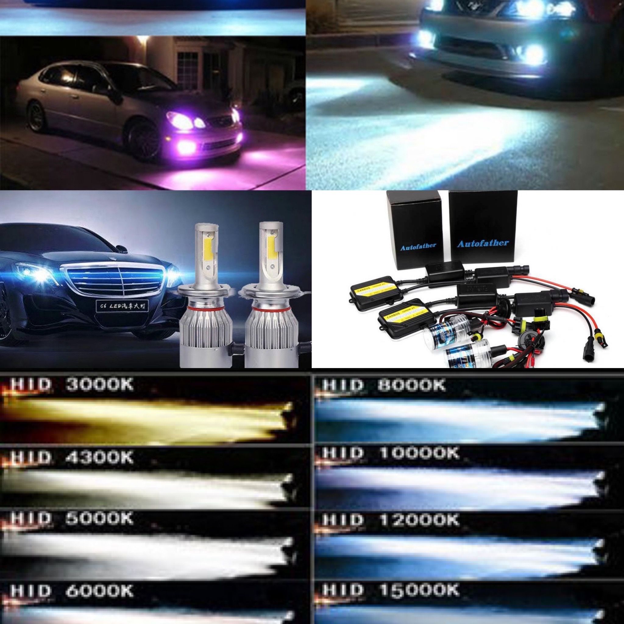 Hid lights kit - led headlight bulbs - 360 beam pattern- any housing - toyota mazda cx5 miata honda accord civic crv cbr h13 h11 9006 h4 h7 9007 h1