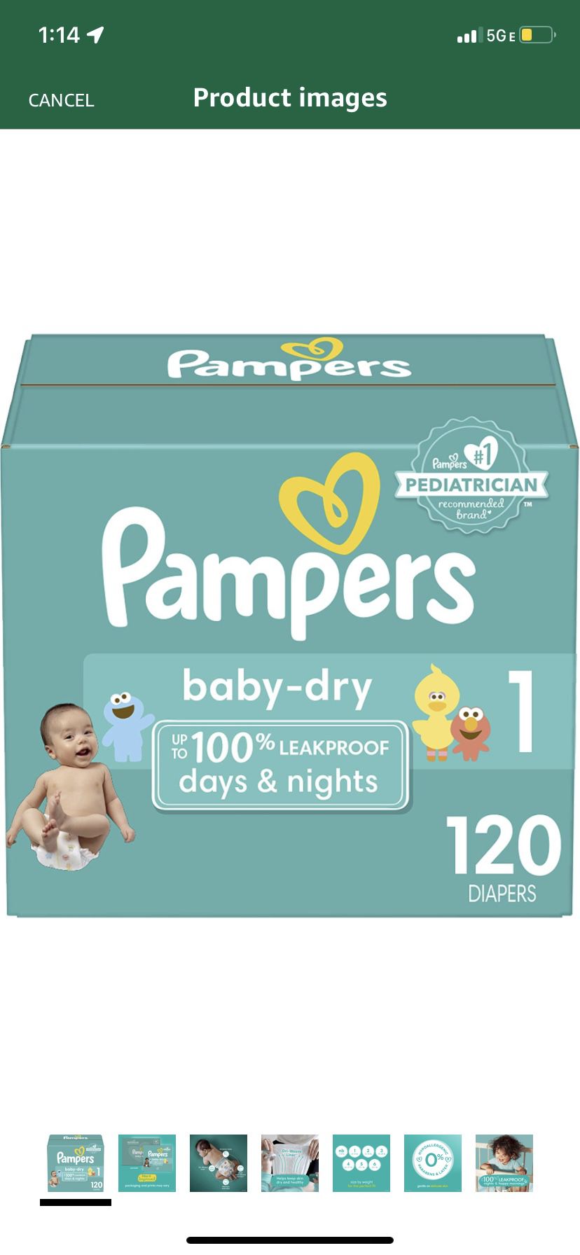 Diapers Newborn/Size 1 (8-14 lb), 120 Count - Pampers Baby Dry Disposable Baby Diapers