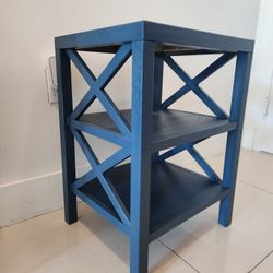 Blue Wood Side Table – Excellent Condition