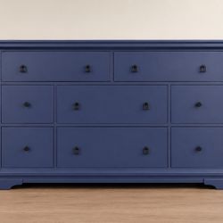 Refinished Ashley Kolvey Navy Blue 8-Drawer Dresser | Modern Bedroom Storage