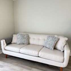 White Cream Faux Leather Sofa