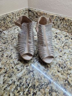 Tan sparkly heels