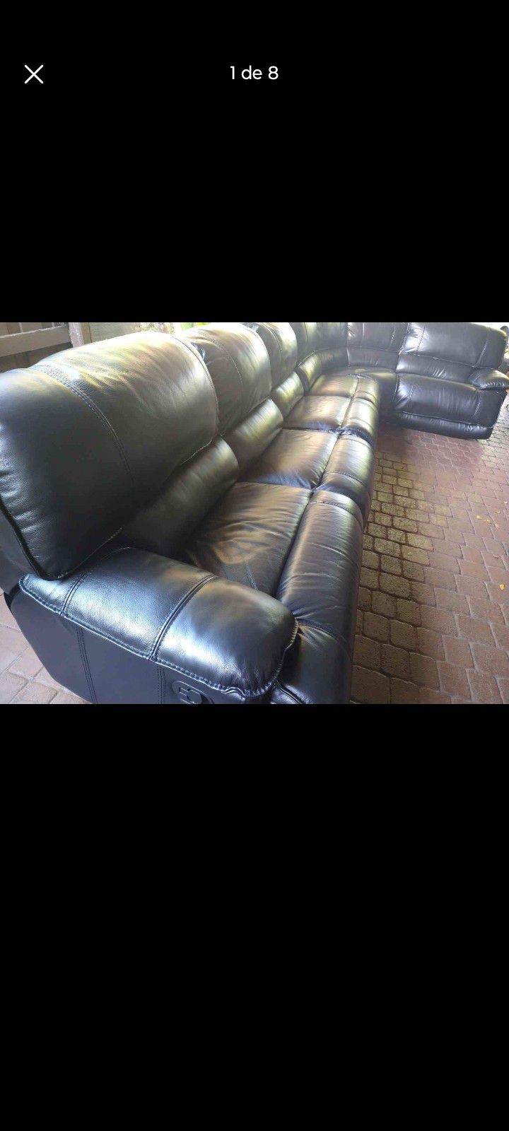 SECTIONAL GENUINE LEATHER RECLINER ELECTRIC BLACK COLOR.. DELIVERY SERVICE AVAILABLE 🚚💥🚚