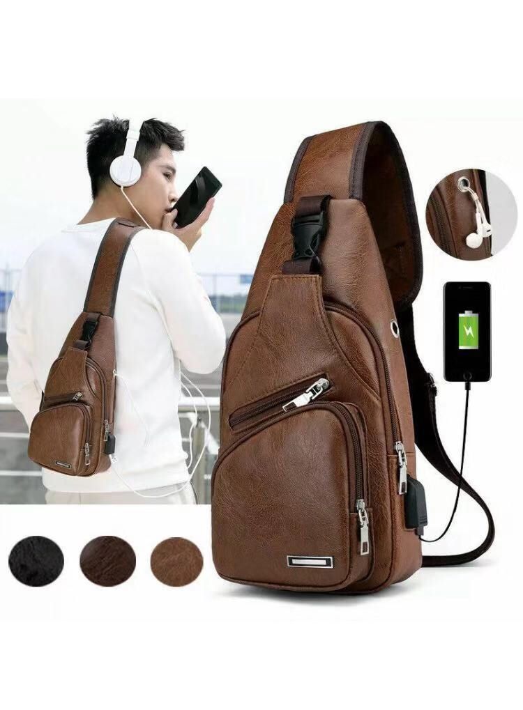 Men’s/women’s Leather crossbody messenger shoulder bag
