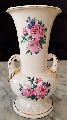Vintage Mid 20th Century Spaulding China 8.5 Inch Tall Rose Vase