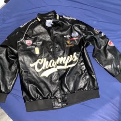 Black Varsity Bomber Leather Jacket