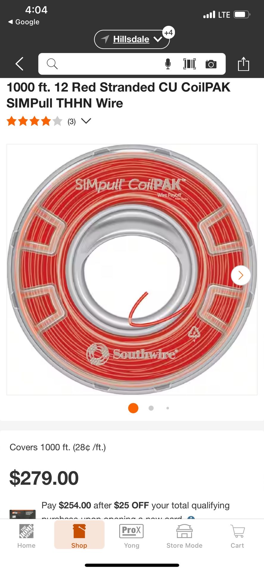 1000' Southwire (contact info removed)4 SimPull CoilPak 12AWG Stranded Copper THHN Red