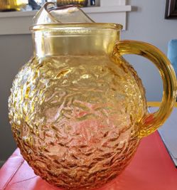 Honey Gold Pitcher | Crinkle Texture | Lido | Anchor Hocking