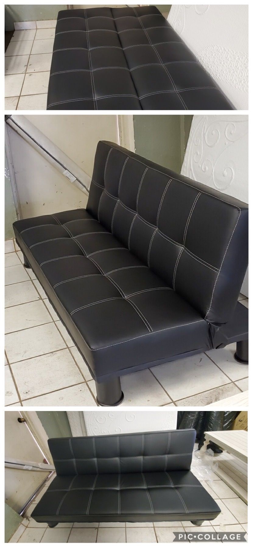 Click Clack Leather Futon I’m Black