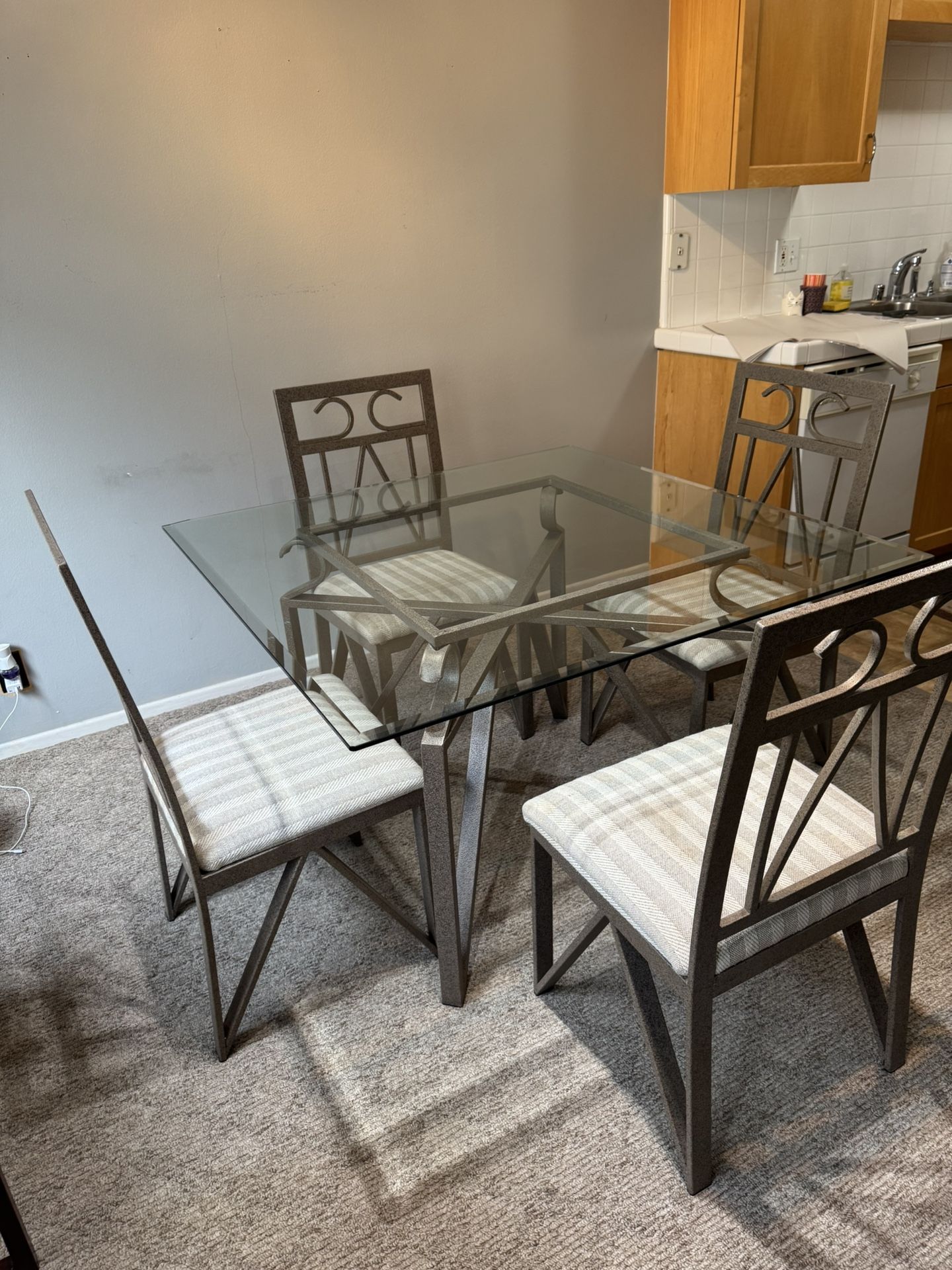 Glass dining Table + Chairs