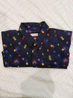 RSVLTS Marvel Infinity Gauntlet Stones Button-Up Shirt Men's XL NWOT Galaxy