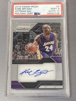 Kobe Bryant 2016-17 Panini Prizm Veterans Signature PSA 9 W/ 10 Auto graded insert card.