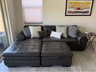 City Furniture Leather Sectional Gray (pillows included)