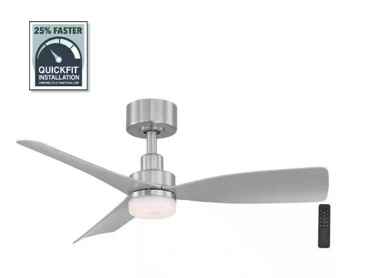 Hampton Bay Marlston 36 in. Indoor/Outdoor Brushed Nickel with Silver Blades Ceiling Fan with Adjustable White with Remote Included