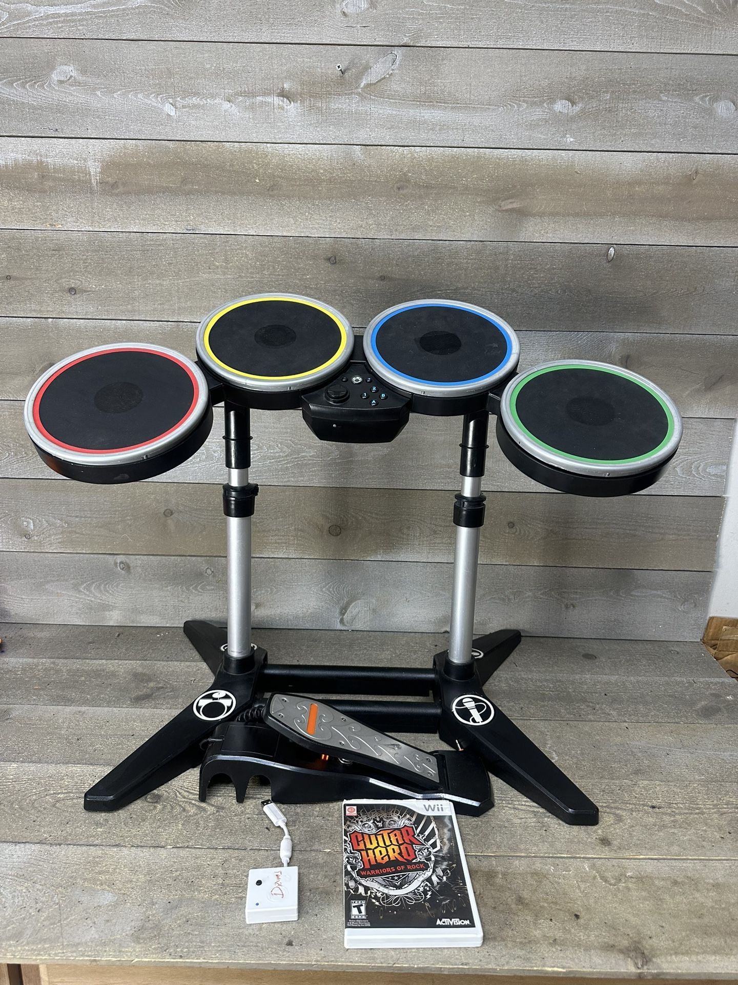 Guitar Hero Drum Set Kit Nintendo Wii With Foot Pedal Game Dongle Sticks NWDMS2