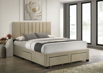 Wheatland Light Brown 4-drawer Upholstered Queen Storage Bed