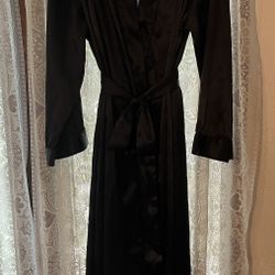 Full Length Black Satin Robe