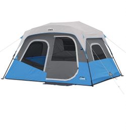 CORE 6 Person Lighted Dome Tent for Outdoor Family, Hiking, and Backpacking | Portable Dome Camp Tent with Storage Pockets for Camping Accessories