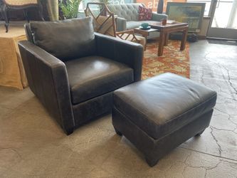 Flexsteel Leather Chair & Ottoman