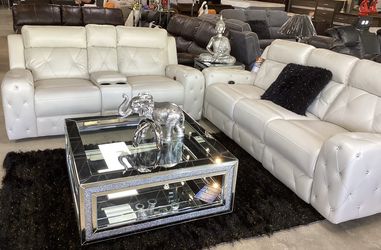 Beautiful White Sofa And Loveseat Power Recliner For Sale