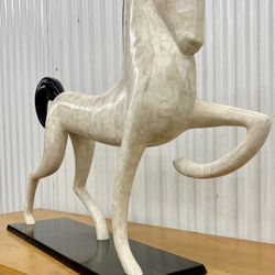 Vintage Etruscan tessellated stone horse sculpture by Marquis Collection of Beverly Hills