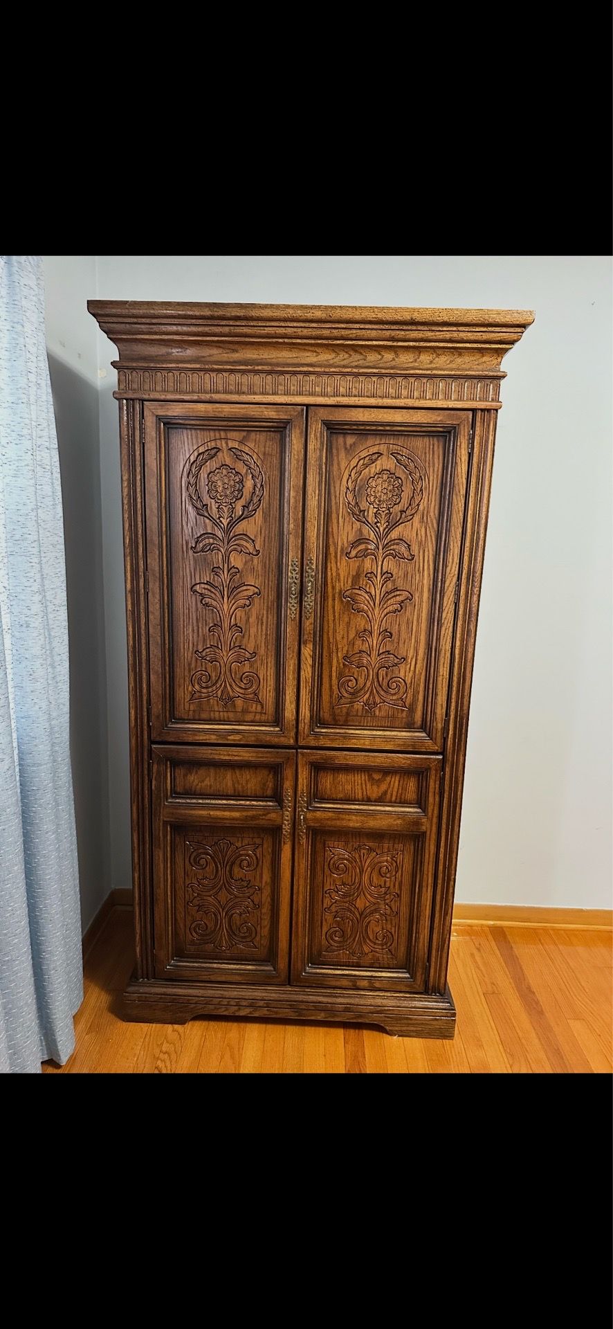 Beautiful wood carved armoire