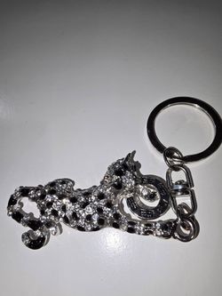Silver-tone Metal Leopard Keychain