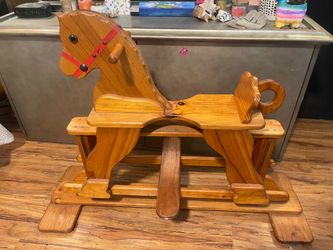 Vintage Wooden Rocking Horse  Base is 42” x 14”