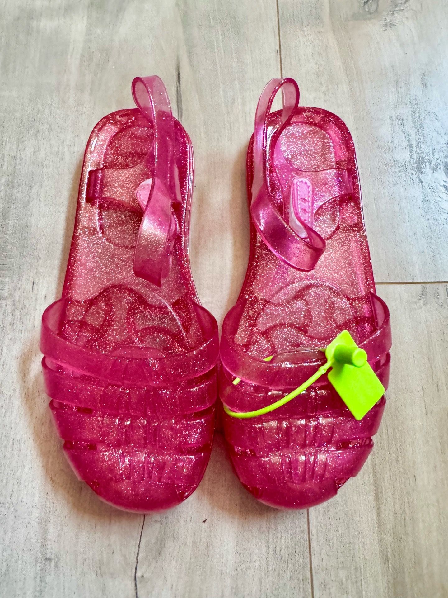 Kids girl size 2 jelly pink sandals shoes glitter jewel new