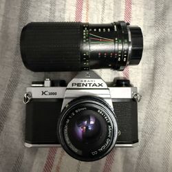 Pentax K1000 with 50mm and  75-200mm lenses