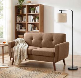 New -56" W Loveseat Sofa, Mid Century Modern Decor Love Seat Couches for Living Room, Button Tufted Upholstered Small Couch for Bedroom, Solid and Eas